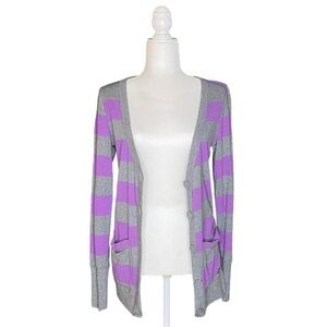 STRIPED BUTTON-UP COTTON CARDIGAN · SIZE S · NOLLIE